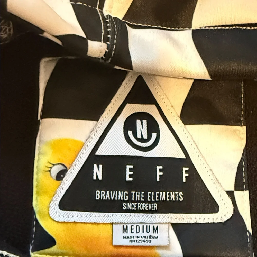 Neff Black and White Geometric Hoodie with Duck Design - Picture 2 of 4